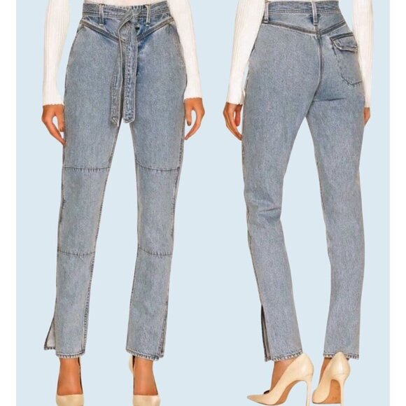 RAG & BONE Mia Yoke Straight Leg Tie Belt Jeans Size 25 - Picture 1 of 8